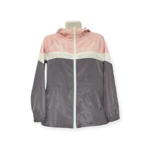 Maurices Womens Pink/Gray/White Full Zip Hooded Adjustable Jacket SZ XS